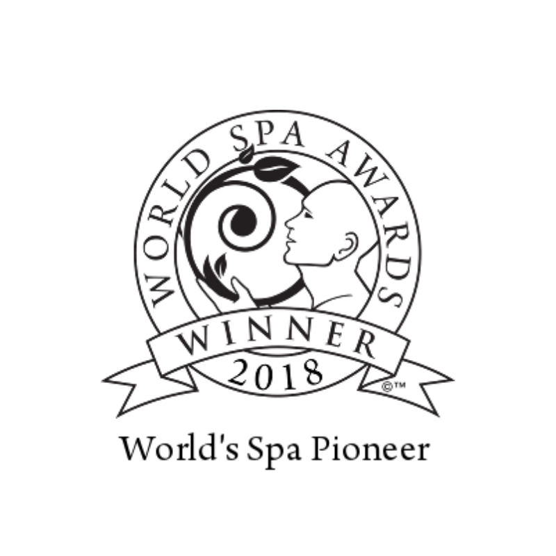 World Spa Awards Winner 2018 logo for World's Spa Pioneer on a white background