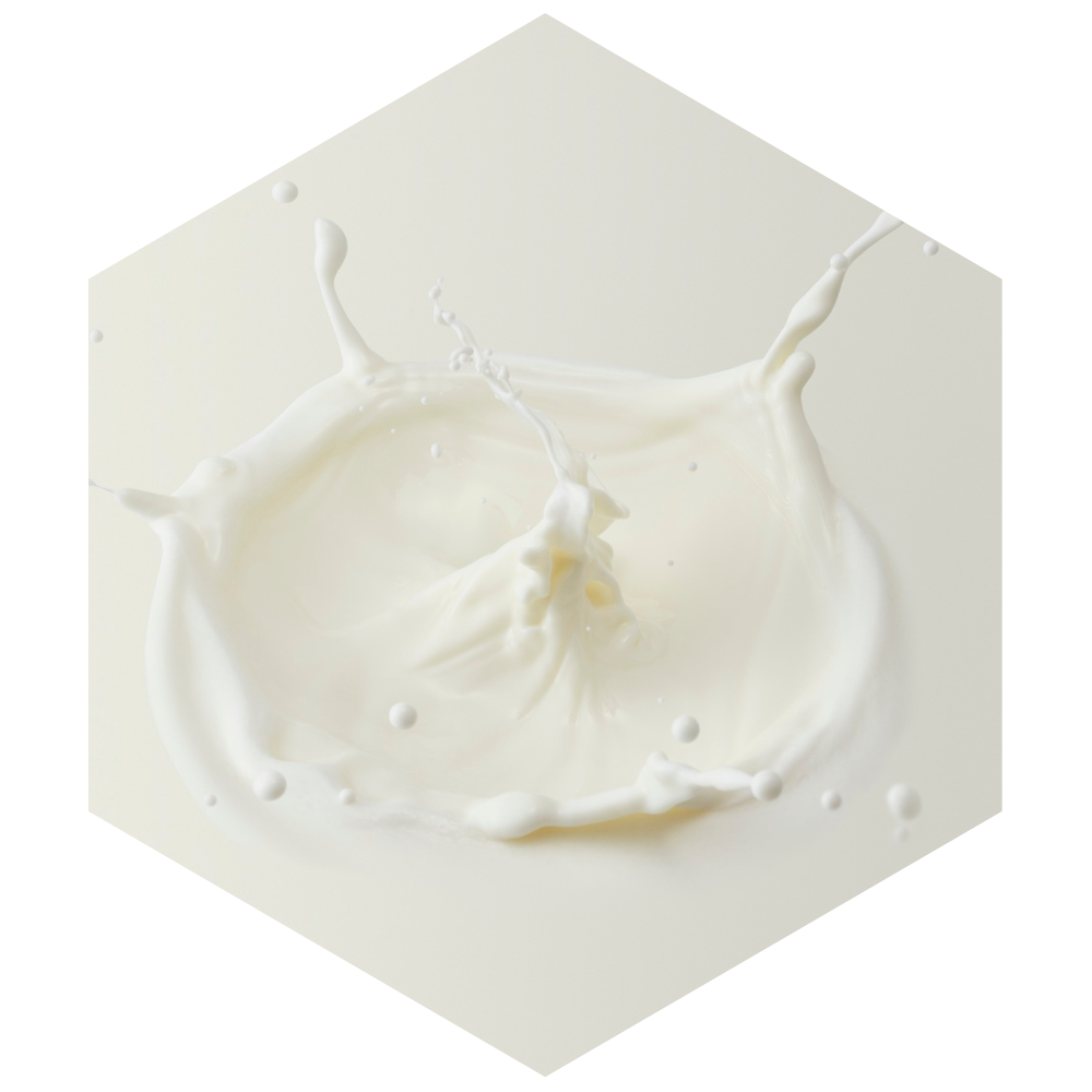 Hexagonal soap with a white lather pattern on a white background