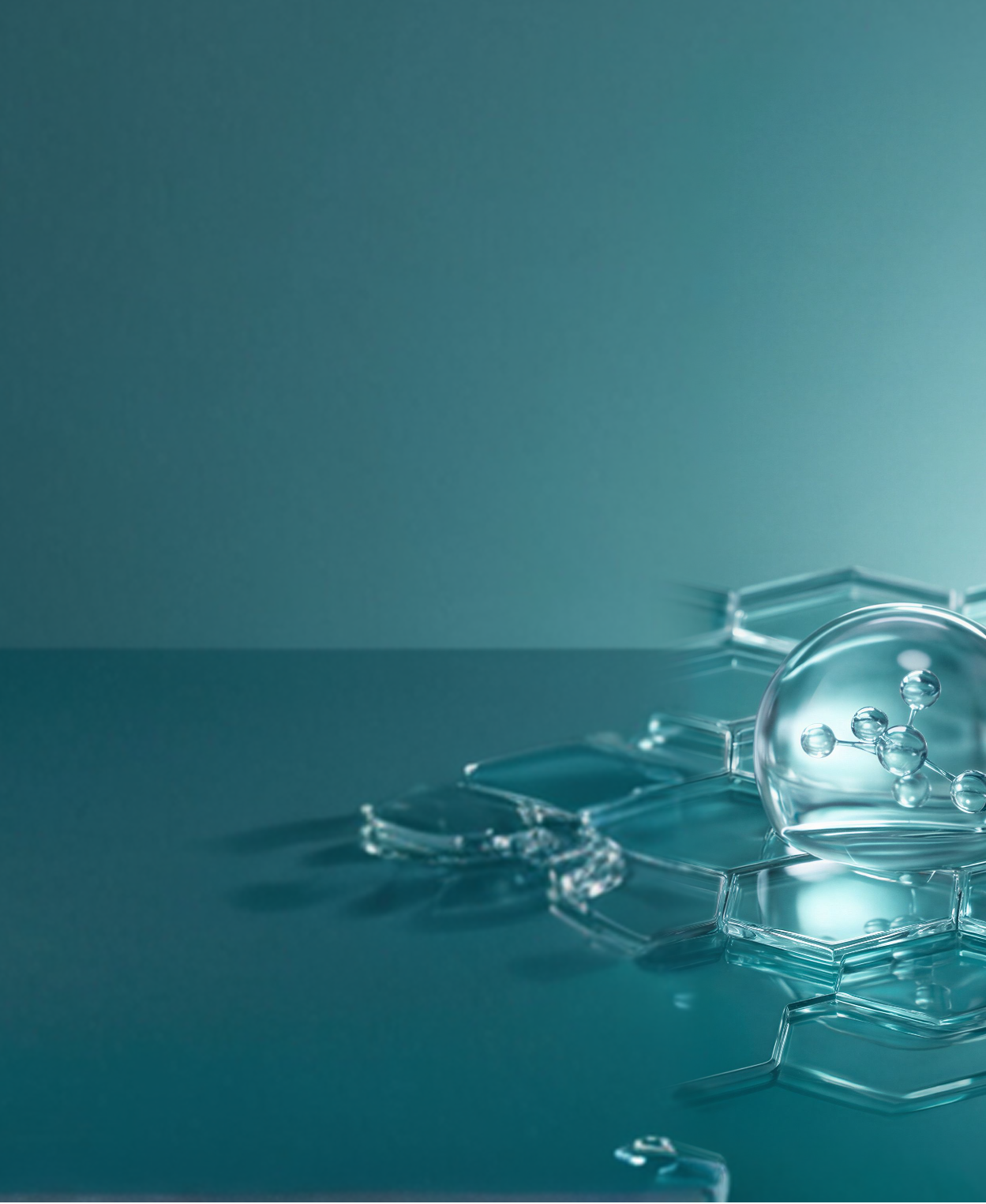 Skincare bottle with 'QMS' branding on a teal background